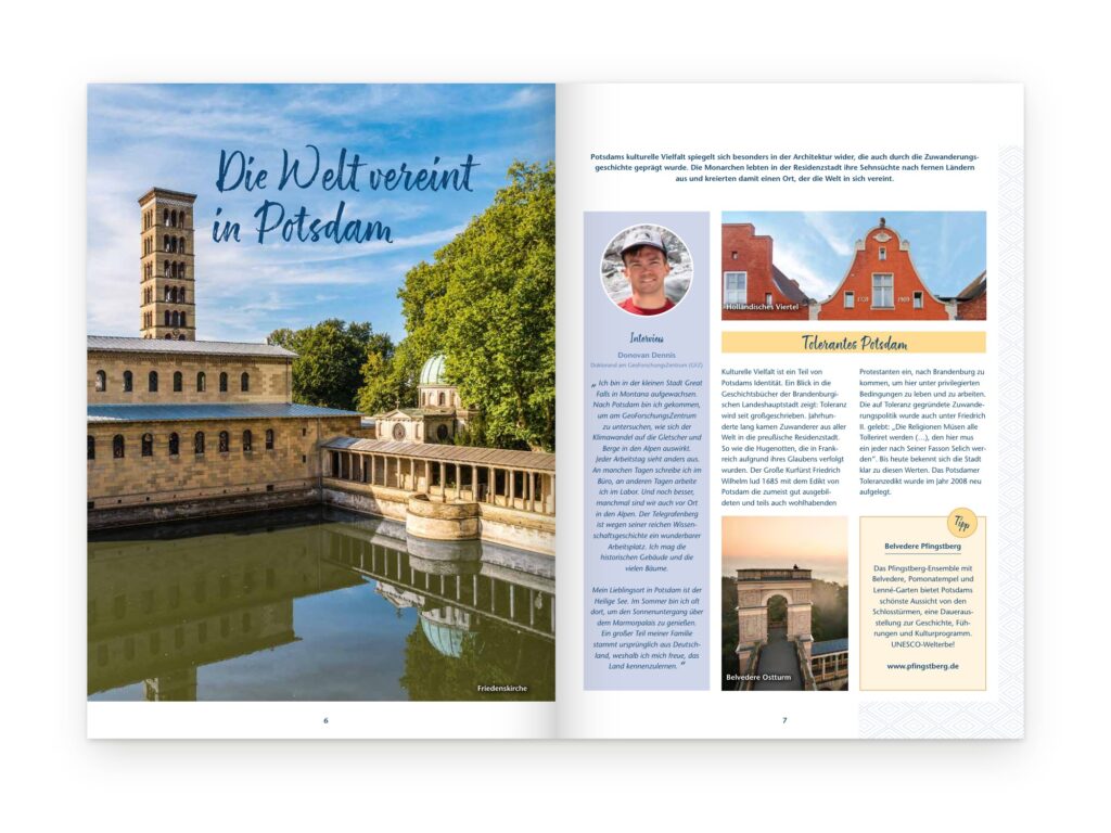 Doppelseite Die Welt erwacht in Potsdam aus dem Gästemagazin