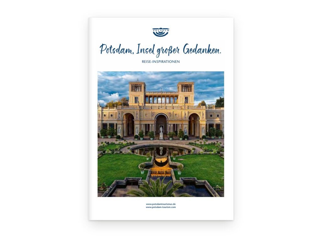 Titel des Gästemagazins Potsdam, Insel großer Gedanken mit der Orangerie im Park Sanssouci